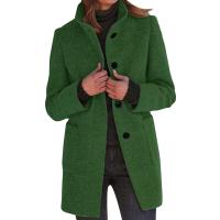 Chaqueta De Lana Para Mujer Con Bolsillos Cuello Lapel Larga Casual Invierno Abrigo Elegante De Color Sólido Talla plus - details 11