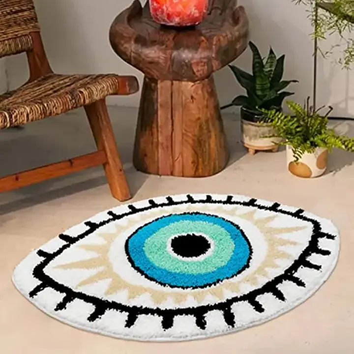 Alfombra Antideslizante Gruesa De Patrón Ojo Para Puerta De Baño Decoración Del Hogar Alfombrilla De Poliéster 100% Lavable Mecánicamente - 1