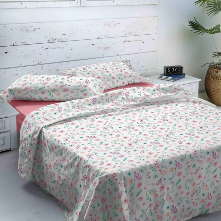 NATURALS - Juego de Sábanas Estampadas 3/4 Piezas Otoño Invierno - 7 Modelos Diferentes - Incluye Sábana Bajera + 1/2 Fundas de Almohada - Algodón Franela Extra Suave - Cama 90/105/135/150/180 - 1