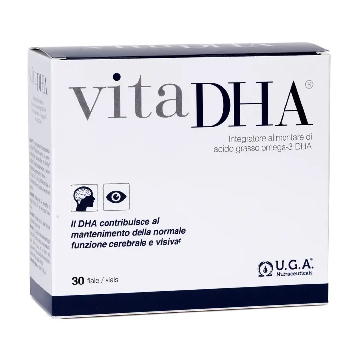 VitaDHA omega 3 líquido | Omega-3 DHA en Alta dosis de 1450 mg | Aceite de pescado líquido | Biodisponibilidad de DHA muy Alta | apropiado para adultos y niños | Destilación molecular | Aroma natural de limón | 30 ampollas monodosis de 6,5 ML (Limón, 195 - 1