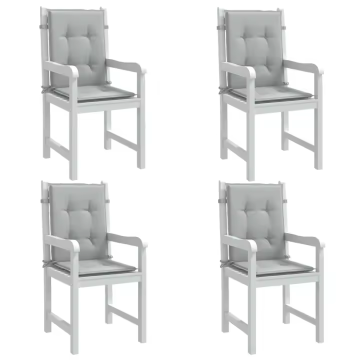 vidaXL Cojines para silla respaldo bajo 4 ud tela gris claro melange - 1