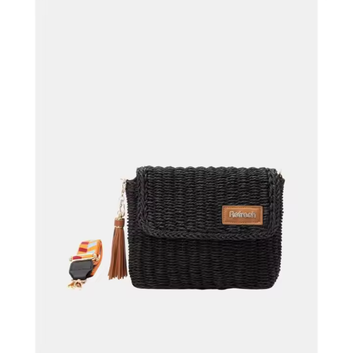 REFRESH 183306 Bolsos Bandoleras Rafia Mujer Negro - 1