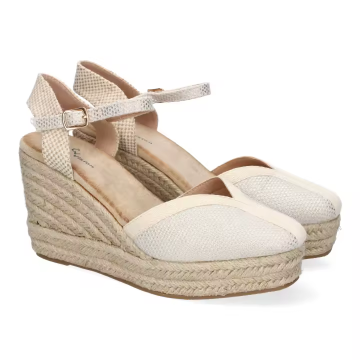 PuntoSalao Sandalias plateadas de cuña punta fina cómoda para mujer TF3395 - 1