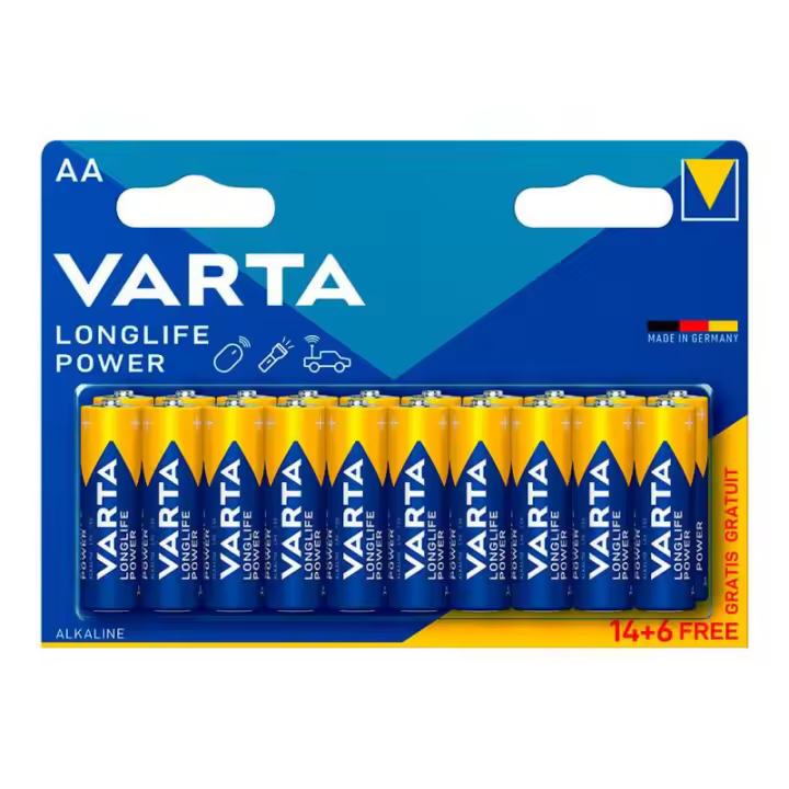 VARTA Pila VARTA Longlife Power AA LR06 Alkalina 14+6 Unid. Ø14,5x50,5mm - 38570 Pila alkalina Pilas / Baterías / Cargadores Pilas AA - 1