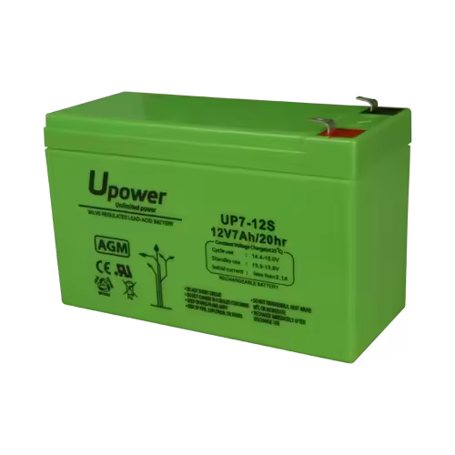 Upower - Baterí­a recargable - Tecnologí­a plomo ácido AGM - Voltaje 12 V - Capacidad 7.0 Ah - 93.5 x 151 x 65 mm / 2180 g - Para respaldo o uso directo - 1