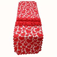 1pc Romántico Corredor De Mesa En Encaje Rojo Con Deseño De Corazón Para Decoración Del Hogar Día De San Valentín - details 3