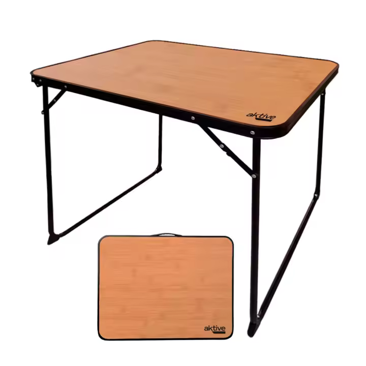 Mesa plegable para camping Aktive Camping efecto bambú 67x80x60 cm - 1