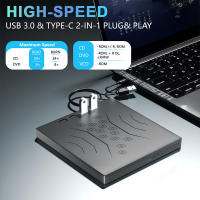 Carpeta Óptica Externa 7-en-1 USB3.0 Tipo-C Portátil Para Laptop PC Windows Reproductor De CD DVD RW Con Slots De Tarjetas SD TF - details 1