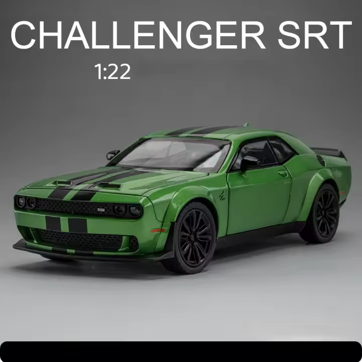 Modelo De Coche De Metal Dodge Challenger SRT Hellcat Demon Eyes 1:22 Con Luz Y Sonido Juguete De Supercoche Para Niños Pulsera De Retroceso - 1