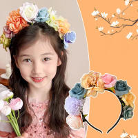 Diadema De Flores Coloridas Para Niñas Adorno De Cabello Simulación De Flor Corona De Novia Para Boda Accesorio Para Mujer - details 2