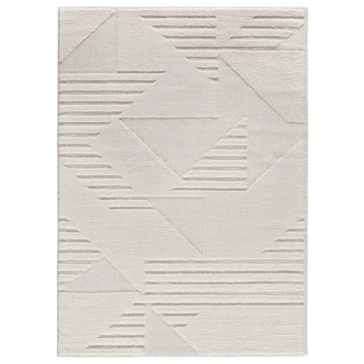 ATTICGO Alfombra de Interior Estilo Geométricas en Crema - NUMA 8518 | 80X150, 120X170, 160X230, 200X290 cm - 1