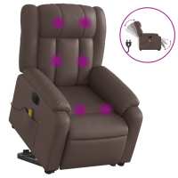 vidaXL Sillón de masaje elevable eléctrico cuero sintético Negro, Crema, Marrón Sillon Dormitorio Sillon Comodos Silla Relax Sillón Sofá - details 4