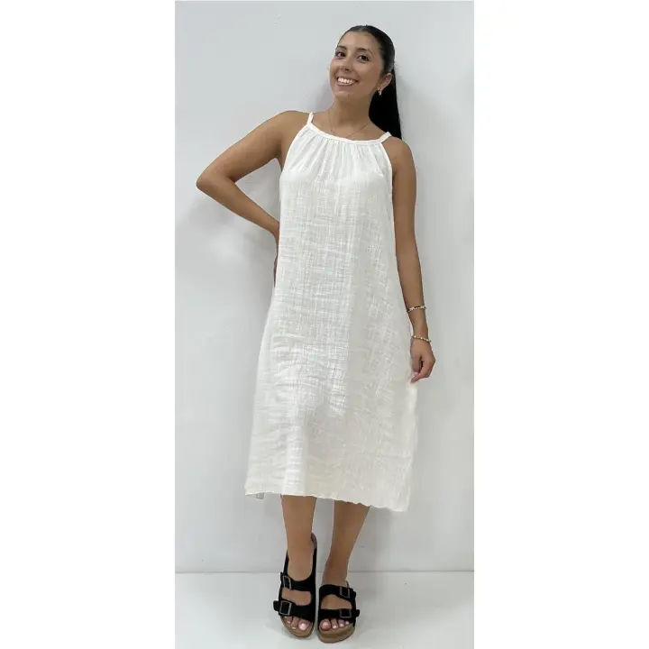 Vestido Lino Paula Blanco - 1