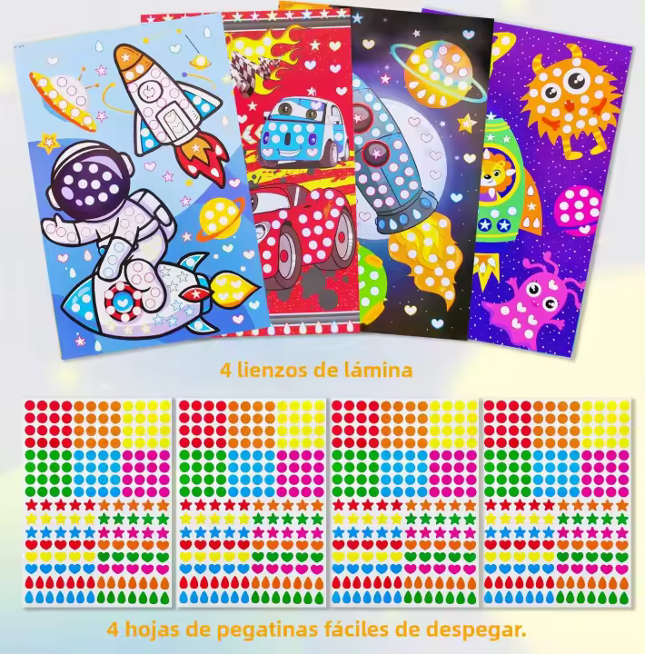 Libro De Coloreado DIY Con Puntos Para Niños Animal De Dibujos Animados Mosaico Juguete Educativo Creativo Con Pegatinas - 1