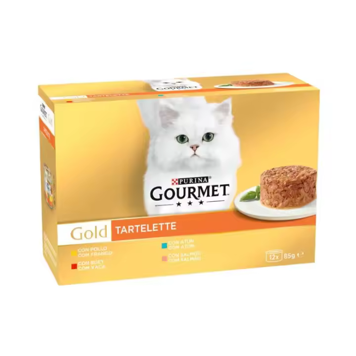 Gourmet Gold Tartalette Surtido Multipack para Gatos - Pack de 12 Latas - Variedad de Sabores - Textura de Pastel - 1