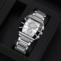Reloj De Pulsera De Cuarzo Para Hombre Estilo De Negocios Cuadrado Aleación Cruzada De Tres Piezas Resistente Al Agua - details 2