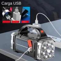 Lámpara Portátil Recargable Con 8/4 LED FuerteLinterna Solar USB Con COB Para Camping Y Exteriores Incluye Batería Recargable - details 9
