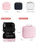 Bolso De Maquillaje De Cuero PU Organizador De Viaje Para Mujeres Con Divisores Ajustables Bolso De Cosméticos Estilo Crocodile Portátil Para Artistas - details 7