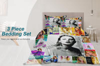 Set De Fundas Para Edredón Y Almohadas Reversibles De 3 Piezas Con Estampado De Mujer Cantante Rubio Y Guitarra Funda Para Edredón Y Dos Fundas De Almohada Material Poliéster Suave Moderno - details 0