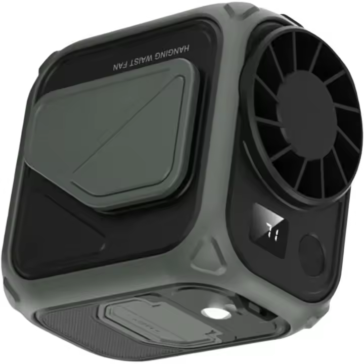 Ventilador eléctrico para exteriores, con cinturón, recargable, 6000 mAh, con clip, textura ABS, adecuado para viajes, camping, pesca - 1