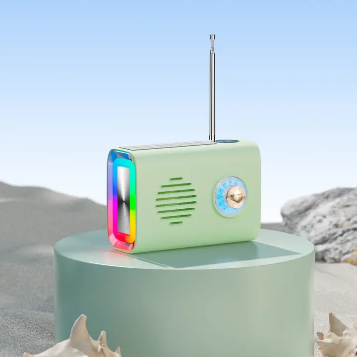 Mini Radio FM Radio Portátil Solar Altavoz Bluetooth en Aire Libre con Luz Collide Soporte Manos Libres Llamando-A - 1