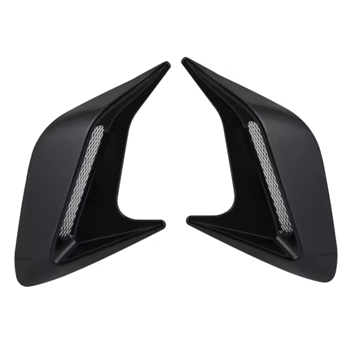 Pareja De Guardabarros De Flujo De Aire Lateral Para Coche Ventanas De Aire Entrada Y Salida Simulación Decoración Exterior Universal ABS Negro/Cromo - 1
