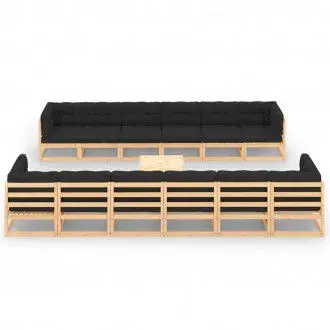 VIDAXL 3083916 conjunto de muebles para el jardín fabricado en madera con 13 piezas gris antracita vida xl - 1
