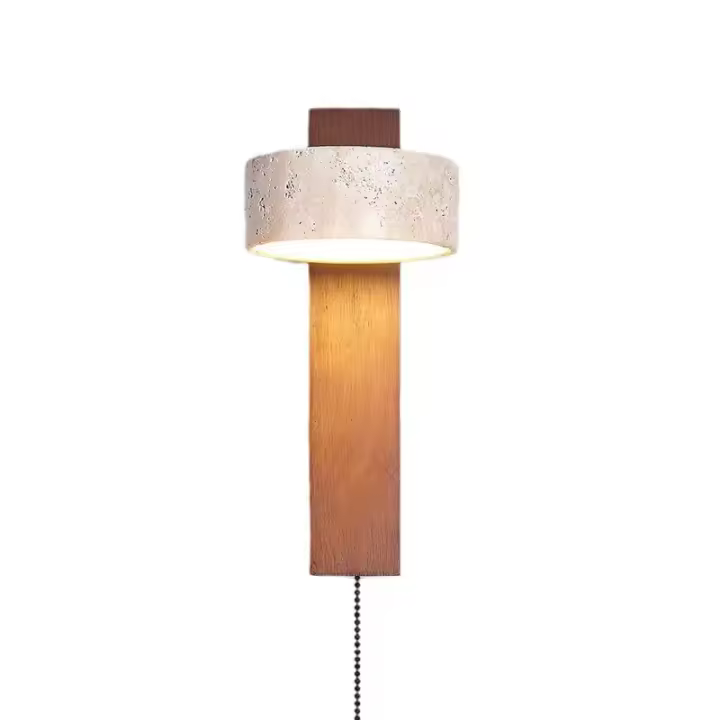 Lámpara De Pared Para Dormitorio Con Cabezal De Cama Y Interruptor De Hilo Puede Rotar Estilo Medieval Francés Retro En Madera Sólida Luz Crema - 1