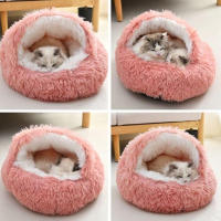 Cama Redonda Para Gato Con Capucha Fluffy Cueva Donut Para Gatos Y Pequeños Perros De Interior Almohadilla Calmante Para Gatos - details 0