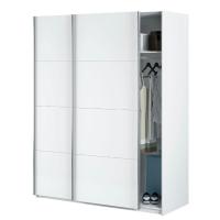 Meimon Armario de 2 puertas correderas de gran capacidad, con barra de colgar de aluminio extraíble (2 uds), estantes interiores, guías metálicas con freno, tiradores de aluminio perfilado y acabado en tablero melaminizado E1 - details 2