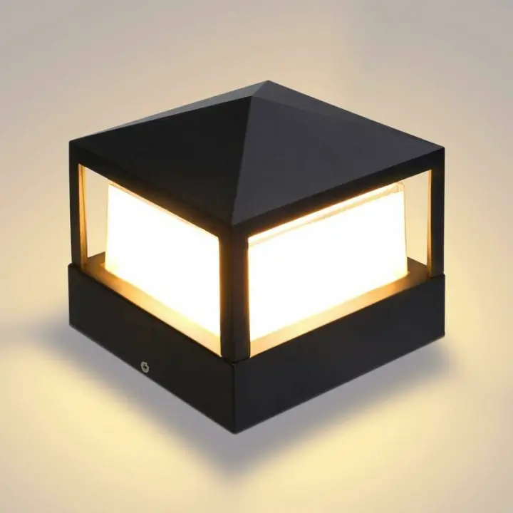 Lampe de Poteau Lampe Pilier Portail Lampe D'extérieur lumière colonne lampe Villa IP65 étanche Aluminium jardin paysage pelouse porte clture entrée lumièr, Blanc Chaud - 1