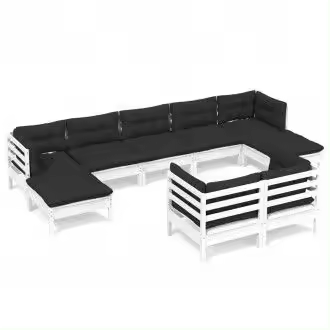 VIDAXL 3097128 conjunto de muebles con cojines en color blanco y fabricados en madera pino para jardín vida xl - 1