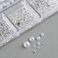 1Caja De Perlas 3D Para Uñas Blancas Con Diamantes Decoración De Tamaños Mixtos Para Arte De Uñas Belleza Encantos De Uñas Para DIY Manicura - details 6