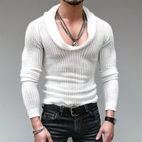 Camiseta De Hombre INCERUN Color Sólido Cuello Alto Manga Larga Tejida Casual Streetwear Fitness Moda Masculina Top - details 1