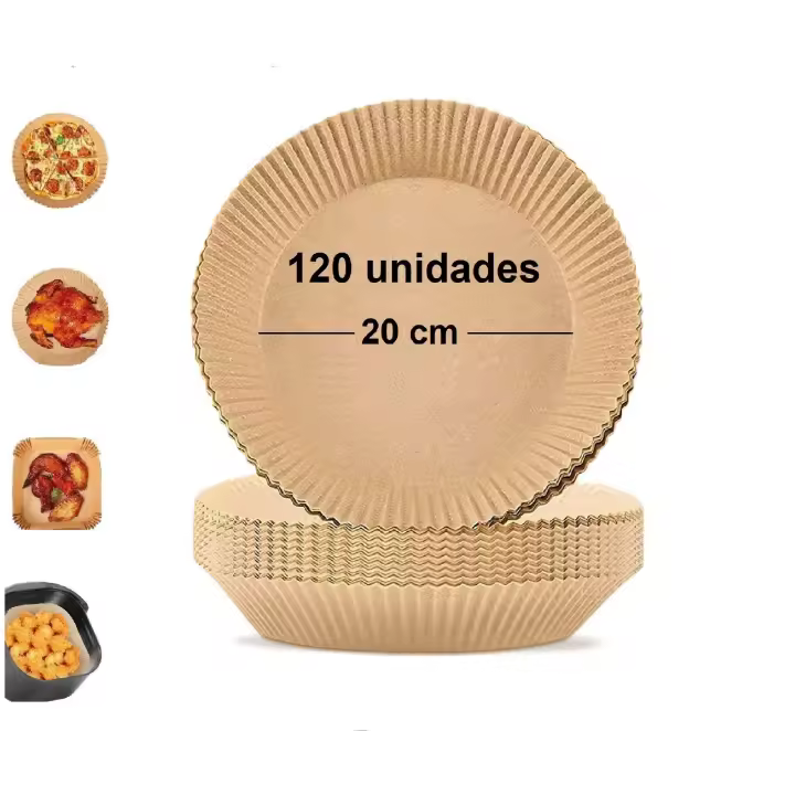 CALA VERDE - Papel Para Freidora de Aire, 120 Piezas  20CM DE BASE  Papel Horno Freidora Aire Cuadrado para 5-8L Freidora de Aire, Papel Pergamino Forro de Papel Desechable, Papel Air Fryer Cuadrado y redondo - 1