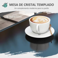 Outsunny Conjunto de Muebles de Jardín Juego de 4 Piezas Muebles de Terraza con 2 Sillones 1 Sofá Exterior de 2 Plazas y Mesa de Centro con Tablero de Vidrio Templado Negro - details 5
