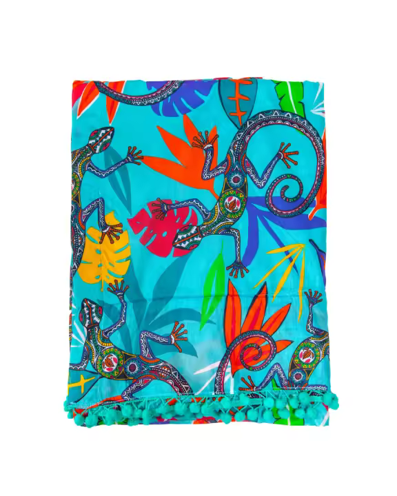 SUN & SURF Pareo Con Rizo Estampado Lagartija Tendencia Moda 90X170CM Doble Textura - Toalla Resistente Playa Sol y Piscina - 1