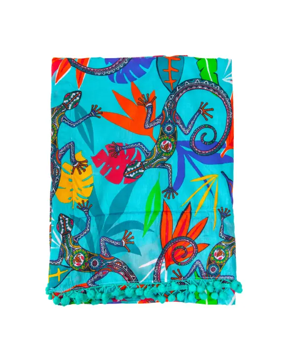 SUN & SURF Pareo Con Rizo Estampado Lagartija Tendencia Moda 90X170CM Doble Textura - Toalla Resistente Playa Sol y Piscina - 1