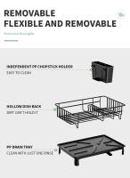 Dish Automatic Drying rack tableware storage countertop space-saving Black White - details 4