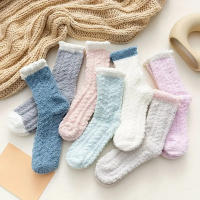 7 Pares De Calcetines De Peluche Coral Para Mujer Temporada Otoño E Invierno Calor Para El Hogar Y Sueño Calcetines De Poliéster Grueso - details 2