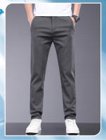 Pantalones Casuales Para Hombre De Fibra De Bambú Verano Transpirables Elásticos Slim Straight Negro Gris Cierre De Cremallera - details 3