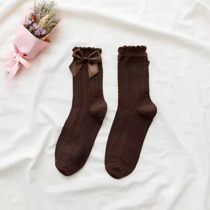 Calcetines De Mujer Con Volante Y Lazo Para Cosplay Y Accesorios De Ropa Media Almohadilla Cómoda Regalo Para Niñas - 1