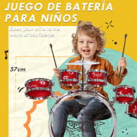 AIYAPLAY Batería Infantil con Taburete Batería para Niños de +3 Años con Tambores Bombo Platillo Pedal y Baquetas Diseño con Tema de Estrellas 65x22x57 cm - details 3