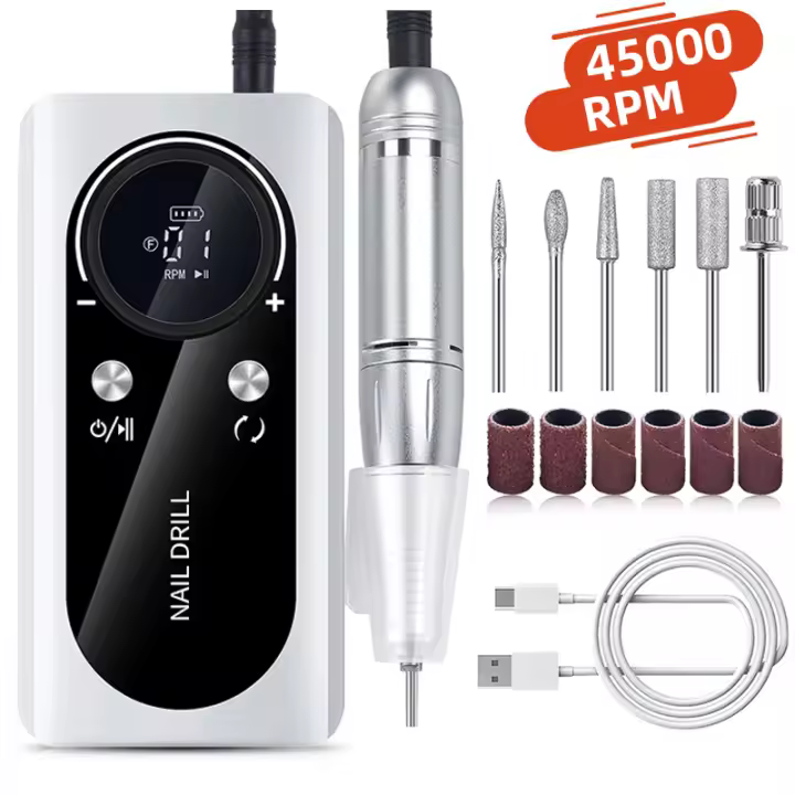 Kit De Máquina De Uñas Recargable 45000RPM Con Modo Pausa Herramienta Eléctrica Profesional Para Manicura Y Peluquería De Perros - 1
