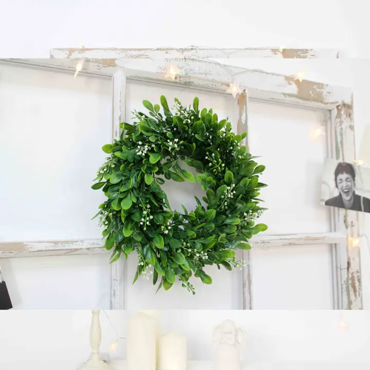 Rama De Navidad De 33cm Adorno Para Puerta Y Pared Decoración De Fiesta De Navidad Para El Hogar Material De Algodón - 1