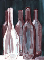 Cuadro “Silencios De Vidrio” Lienzo de alta calidad impreso contemporáneo de botellas cristalinas tonos suaves azul agua verde mar magenta Ideal para espacios contemporáneos o rincones tranquilos comedor cocina restaurantes bares Ref ANA DURAN A 138 - details 0