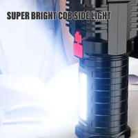 Linterna LED Recargable De Alta Potencia Con 5 Núcleos Luz Secundaria COB 4 Modos Impermeable Para Camping Y Aventuras Al Aire Libre - details 7