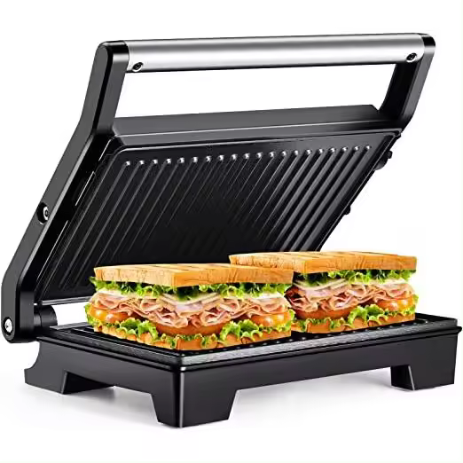 STARLEY-SANDWICHERA GRILL PANINI PEQUEÑA 850W ANTIADHERENTE 230X145MM PLANCHA GARANTIA - 1