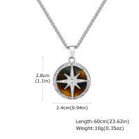 Collar masculino con colgante de ojo de tigre y estrella de 8 puntas - Acero inoxidable hipoalergénico - details 1