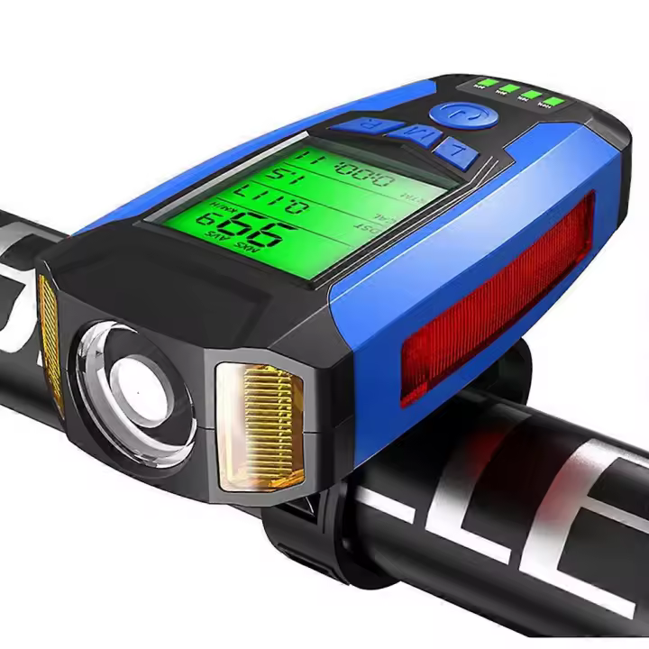 Luces de bicicleta LED Ciclismo Faro con 130dB Cuerno Bicicleta Velocímetro Altavoz Contador de calorías USB Recargable 5 modos de luz para montar al aire libre Ciclismo - 1